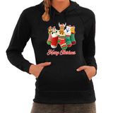 Merry Christmas - sweat à capuche / sweat à capuche - noir - femmes - vêtements de Noël / tenue de Noël M