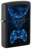 Zippo Winddicht aansteker-gaming ontwerp zwart mat navulbaar voor levenslang gebruik-geschenkdoos - metalen constructie gemaakt in de VS, messing, één maat