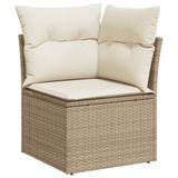 vidaXL 10-delige Loungeset met kussens, poly rattan, beige