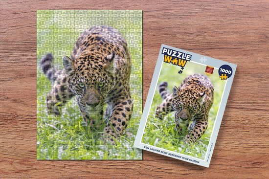 MuchoWow Puzzel Jaguar - Jagen - Gras - Legpuzzel - Puzzel 1000 stukjes volwassenen