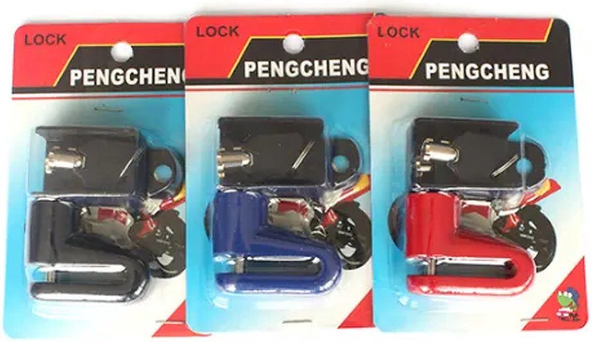 Bargains Slot - Remschijf - Blauw - Met houder - 2 sleutels - Scooter - Fiets - Motor - Wheel lock - Wielslot