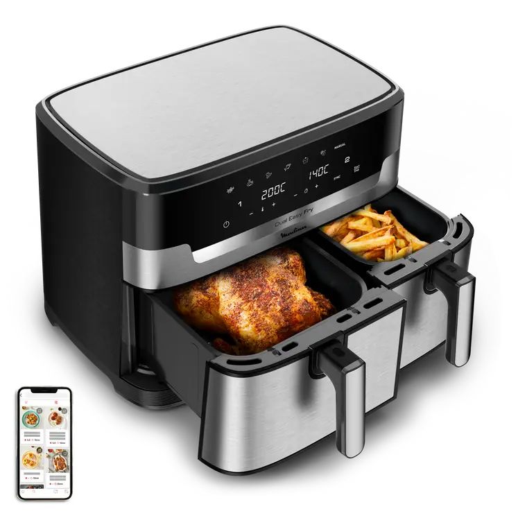 Moulinex Dual Easy Fry XXL EZ942DF0 - Airfryer - 11L - 2700W - Black/Stainless Steel