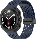 By Qubix - D-buckle siliconen sportband - Donkerblauw - Geschikt voor Samsung Galaxy Watch Ultra / Ultra 2 - 47mm