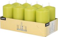 Conpax Candles Stompkaarsen/zuilkaarsen set van 8x - lime groen - D5 x H10 cm - 16 branduren