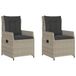 VidaXL Tuinstoelen 2 stuks Gecapitonneerde zitting Polyrattan Staal Grijs