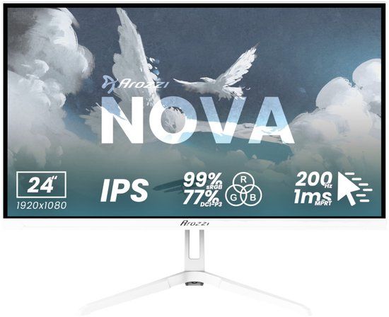 Arozzi Nova 24" Full HD IPS 200Hz Gaming Monitor - Wit