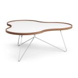 Swedese Flower Table 107x114 cm H45cm-blanc-bord noyer-chrome