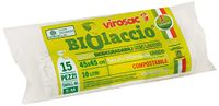 VIROSAC Biolaccio biologisch afbreekbare vuilniszakken 45 x 45 cm, met trekkoord, 15 stuks per rol, set met 3 rollen