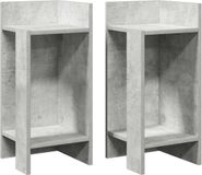 vidaXL Bijzettafels 2 st met plank 25,5x27x60 cm betongrijs