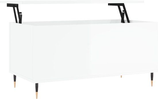 vidaXL Salontafel 90x44,5x45 cm bewerkt hout hoogglans wit