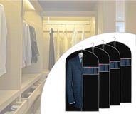 Unyqoos URMI Kledingtas Ademend 152cm x 60cm 4 Pack Kledingtassen voor Reisopslag met Transparant Venster Stofdicht voor Pak Jas Jas Kledingkast Zwart
