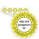Merkloos / Sans marque Keuringsstickers NEN 1078 Goedgekeurd tot 2027 | 50 stuks, Ø 35 mm | Buiten Geel