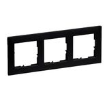 LEGRAND, SEANO 3-voudig frame, thermoplast, halogeenvrij, afmetingen: 87 x 229 mm, kleur: zwart gelakt, 765373