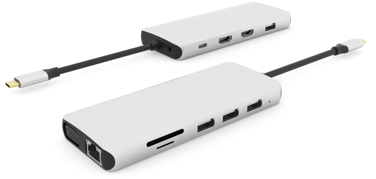 Estuff USB-C Dock - 12-in-1 - Grijs