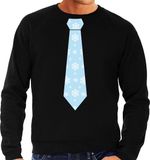 Bellatio Decorations Stropdas Kersttrui/kerst sweater sneeuwvlokken - heren L