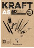 Clairefontaine Kraftpapier A5 Blok - Bruin - 50 vellen - 120 gr