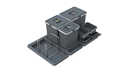 Elletipi Metropolis PTC28 09050 3F C10 PPV Afvalemmer met lade, grijs, 81 x 46 x 28 cm