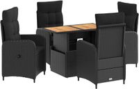 vidaXL Eettafel Set 5-delig Zwart