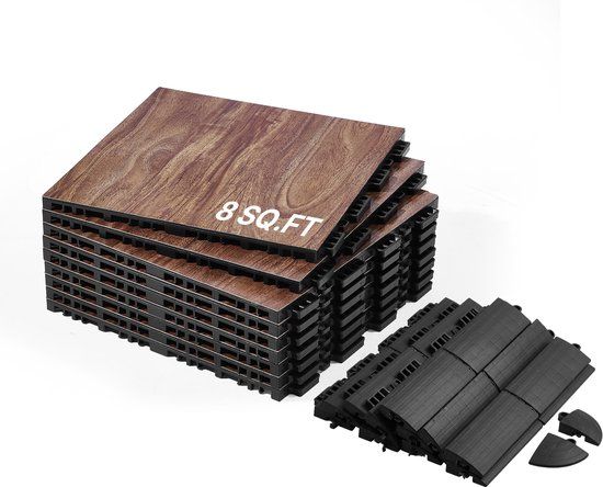 VEVOR Vloerset voor Gym 9-Delige Trainingsmat 315x315mm PP PVC Bruin
