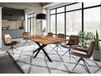Table à manger en bois d'acacia 200x100x76 laqué naturel / époxy noir, base araignée ronde anthracite mat EPOXY