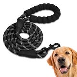 EDIPETS hondenriem, trainingsriem, gewatteerd, zacht handvat, touw voor puppy's en kleine, middelgrote en grote honden, 1.5m, Zwart