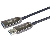 PremiumCord USB 3.0 optische verlengkabel 50 m (AOC), glasvezelkabel, datakabel SuperSpeed tot 5 Gbit/s, oplaadkabel, USB 3.0 type A aansluiting op stekker, 9Pin, kleur zwart, lengte 50 m