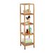 Relaxdays badkamerrek notenhout, 145 x 36 x 36 cm, 5 etages, vierkant