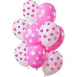 Folat 68840 ballonnen stippenpatroon roze-wit 30 cm - 12 stuks