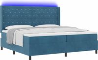 vidaXL - Boxspring bed met matras met LED Blauw 200 x 200 cm Fluweel