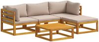 vidaXL - Bankstel - 2 zitplaatsen - Taupe - Massief Acacia Hout