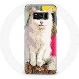 Maniacase Hoesje voor Samsung Galaxy S8 Plus Turkse Van Witte Kat met blauwe en gele ogen