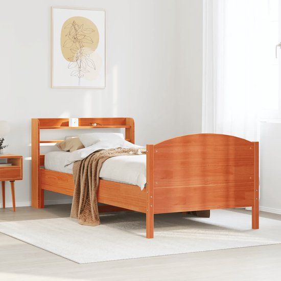 vidaXL Bedframe - Massief Grenenhout - Wasbruin - 100x200 cm