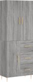 vidaXL Hoge kast bewerkt hout grijs sonoma eikenkleurig 69,5x34x180 cm