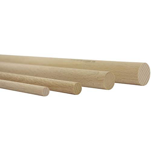 vasalat Panda Wooden sticks smooth for crafting 100 cm x 14 mm beech natural contents 10 pieces