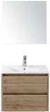 BES LED Dante Badmeubelset 60 cm - Natuur Eiken - Keramische Wastafel Wit Enjoy met Spiegel