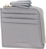 COCCINELLE Leren Kaarthoes Tassel Credit Card Holder Light Grey Lichtgrijs
