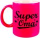 Bellatio Decorations Bol Super oma tekst cadeau mok / beker - 330 ml - neon roze - kado koffiemok / theebeker