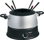 Tefal EF3000 fondue base ronde|1200 Watt| met 6 gekleurde vorken | Voor elke fonduetype: olie, kaas, chocolade | met spatbescherming | regelbare thermostaat | eenvoudige reiniging | zilver/zwart