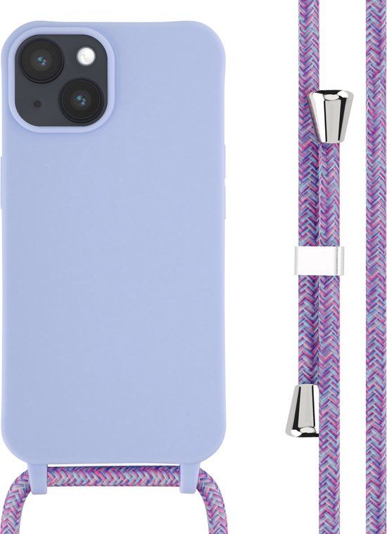 iMoshion iPhone 14 Hoesje met Koord - Siliconen Back Cover - Paars