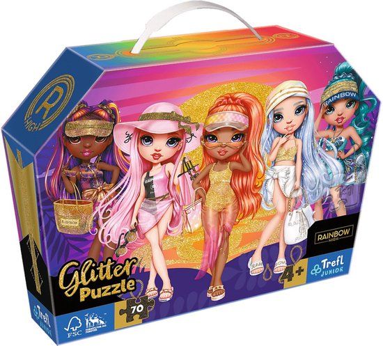 4KidsOnly Trefl Rainbow High Glitter Puzzel 70 Stukjes