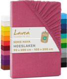 Lavea® Hoeslaken 90x200cm - 100x200cm 100% Katoen, Zacht en Ademend – Geschikt voor Matrassen tot 20 cm – Jersey met Elastiek Rondom – Koraal