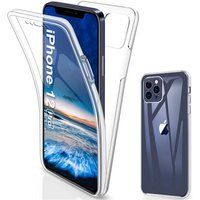 Phonillico® Hoesje voor Apple iPhone 12 PRO (6.1") - Transparant Volledig siliconen 2 in elkaar grijpende onderdelen voor en achter