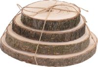 Merkloos Decoratie boomschijven - 4x st - D14, D16, D18 en D20 cm - hout - onderzetters - boomstam schijven