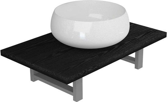vidaXL 2-delige Badkamermeubelset keramiek zwart