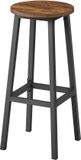 VASAGLE Barkruk - Set van 2 - Metalen Frame - Met Voetsteun - Zithoogte 74 cm - Vintage Bruin-Zwart