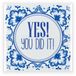 Bellatio Decorations Geslaagd cadeau tegel - YES! You did it! - delfts blauw - keramiek - 15 cm