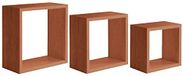 Homemania Incubo Wandrek voor wanddecoratie, woonkamer, slaapkamer, kantoor, MDF, Cherry 35 x 35 x 15,5/30 x 30 x 15,5/25 x 25 x 15,5 cm