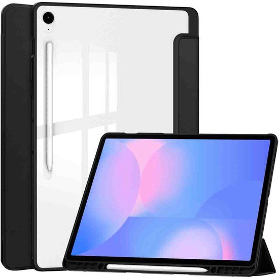 imoshion Tablet Hoes - Geschikt voor Samsung Galaxy Tab S10 FE Plus - Trifold Hardcase Bookcase - Zwart