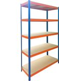Merkloos Relaxdays Stellingkast - 200x120x50cm - tot 875 kg - blauw-oranje