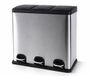 ADSafety Poubelle - 60 Litres - 3 Compartiments - Inox - Argent